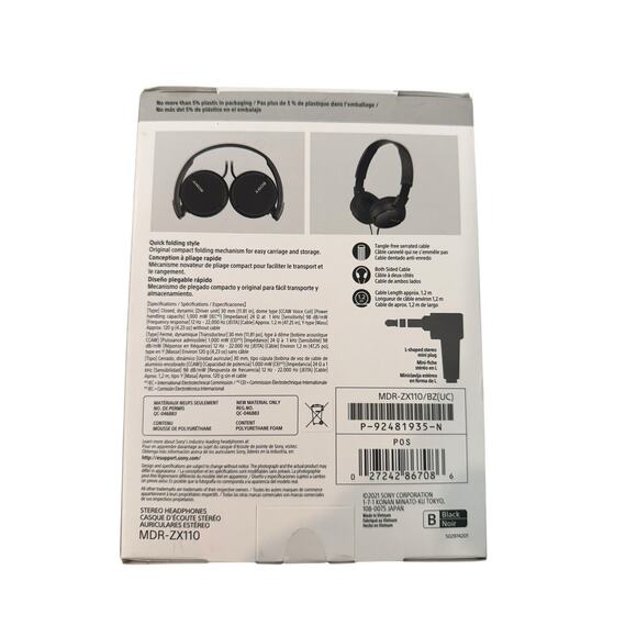 New Sony MDR-ZX110 Monitor Headphones - Picture 2 of 2